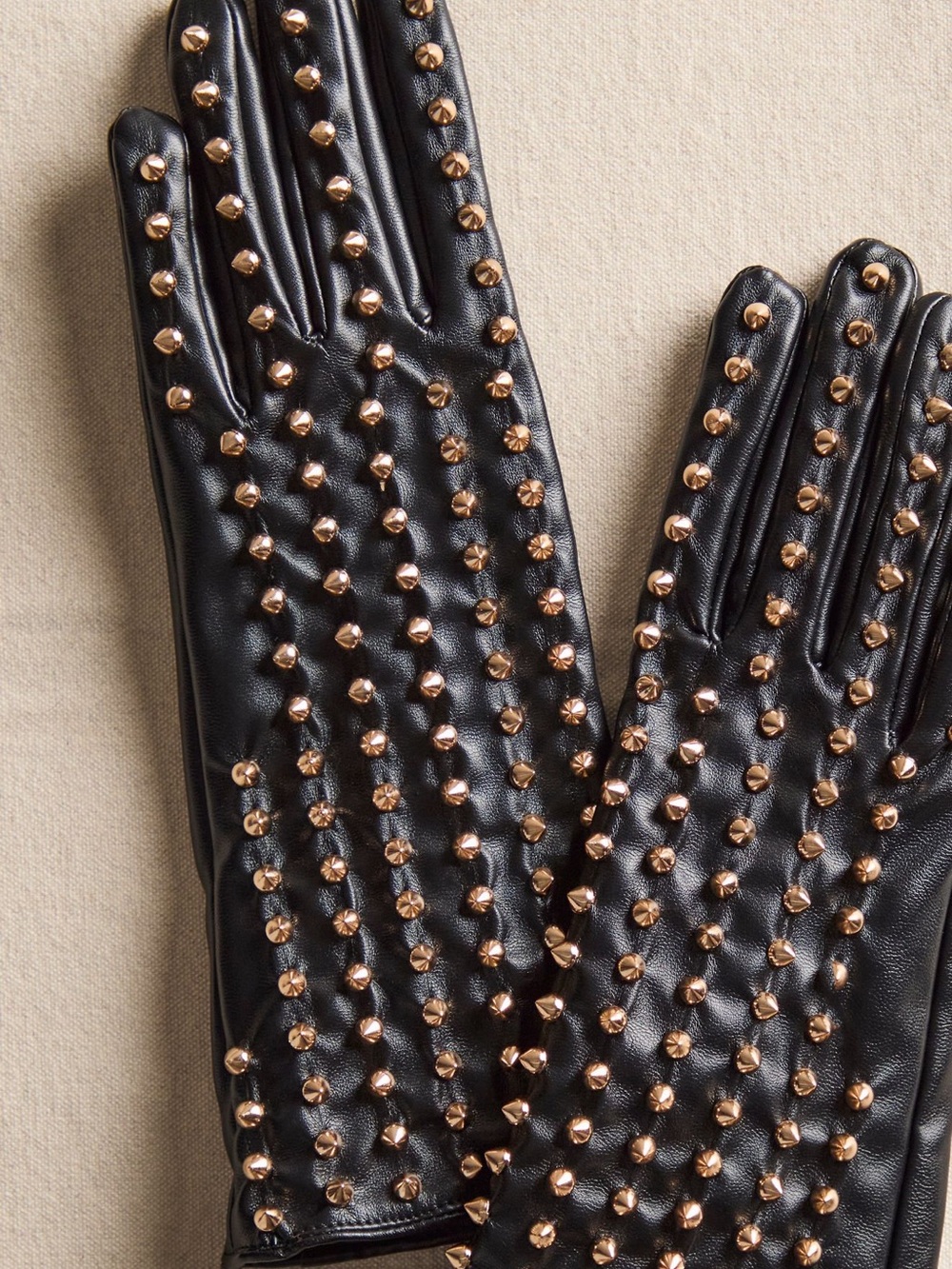 Free People All Over Studded Gloves with Gold Studs NWT